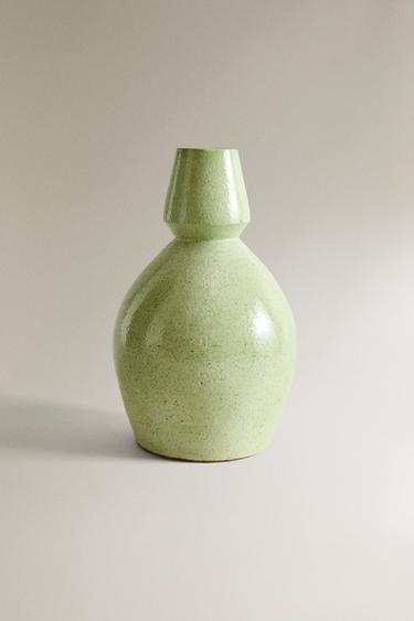ENAMELLED TERRACOTTA VASE - Turquoise by Zara