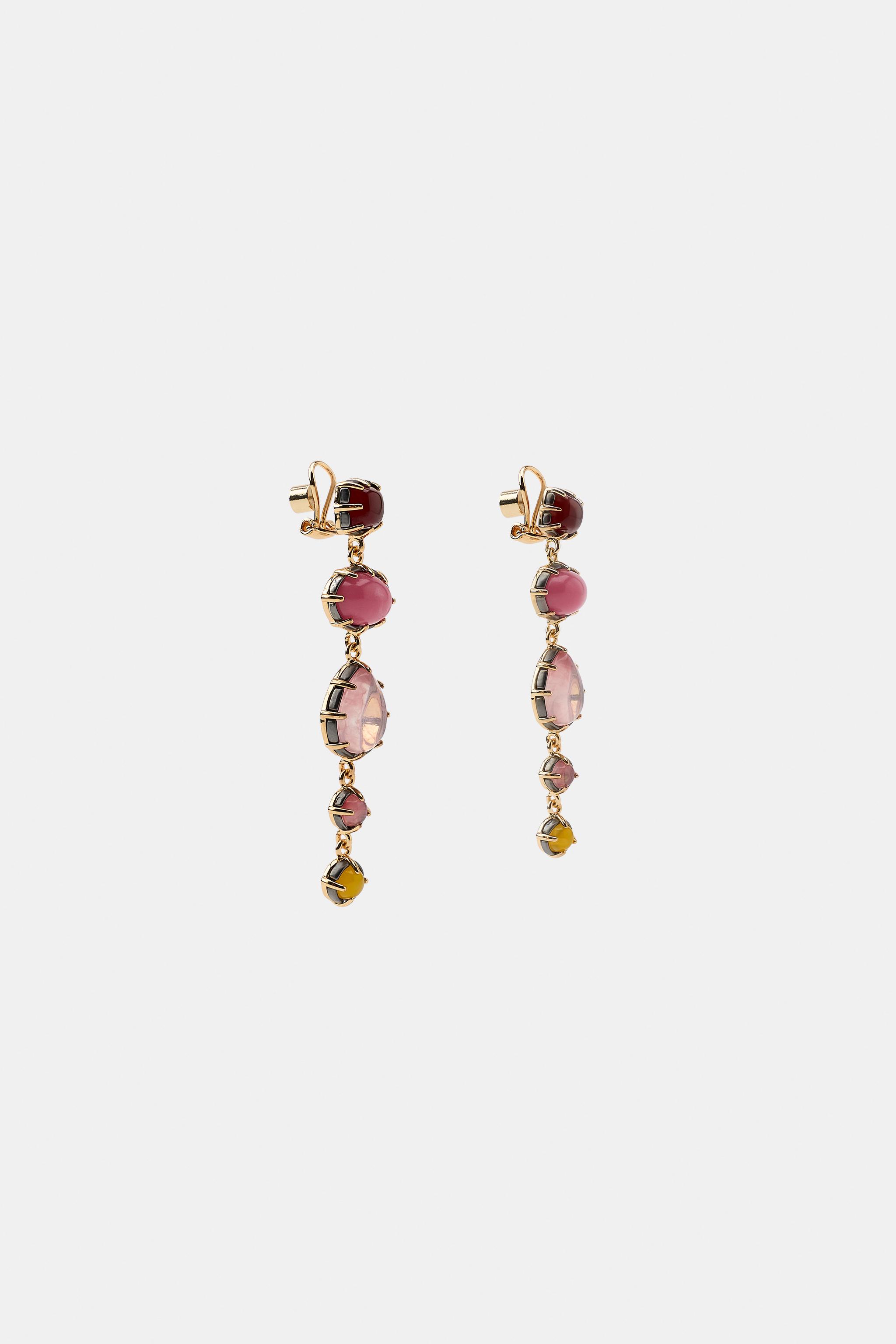 Женские аксессуары Zara RESIN AND JEWEL PIECE EARRINGS — фото 3