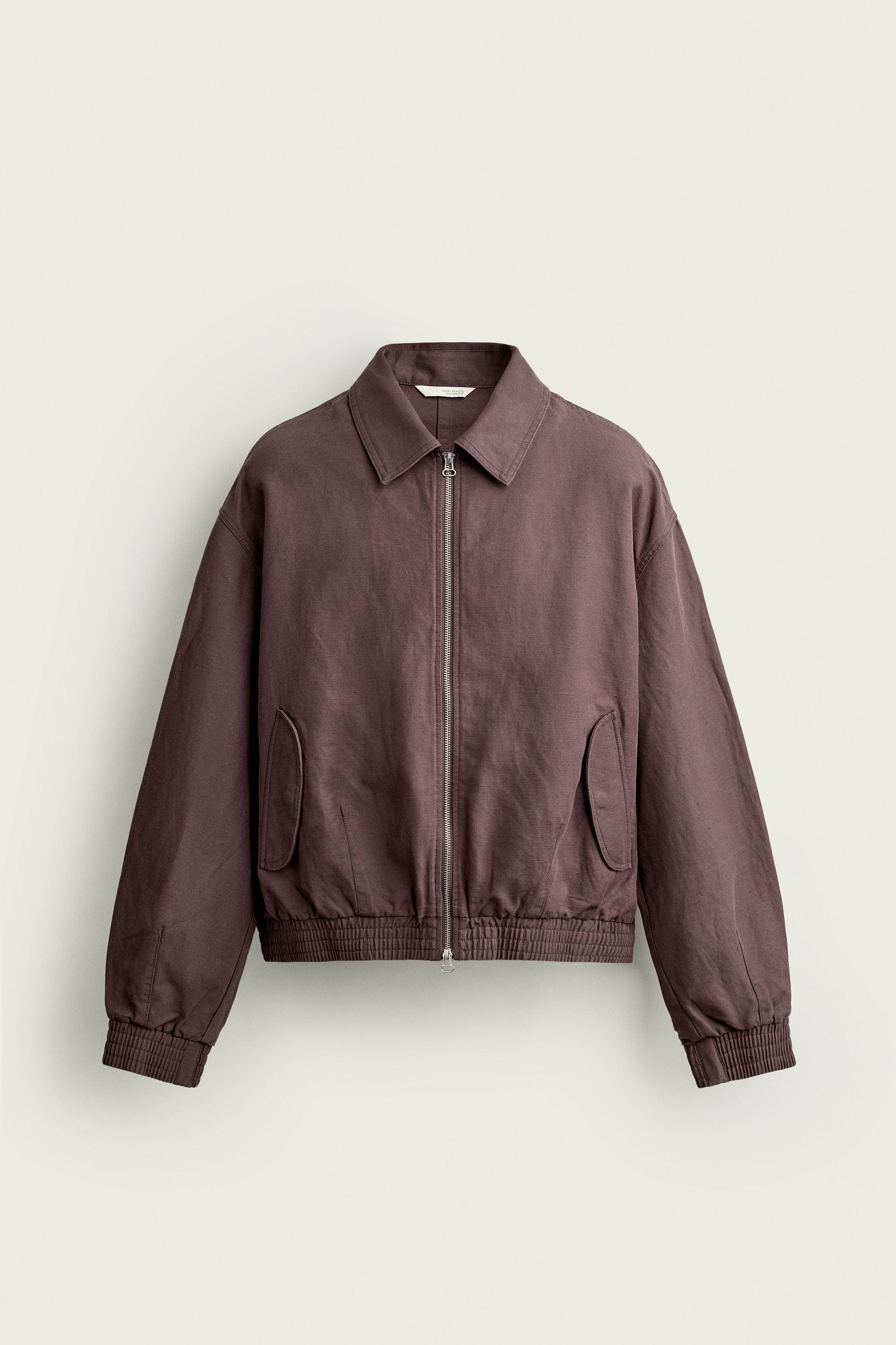 Мужские куртки Zara COTTON-LINEN CROPPED JACKET — фото 9