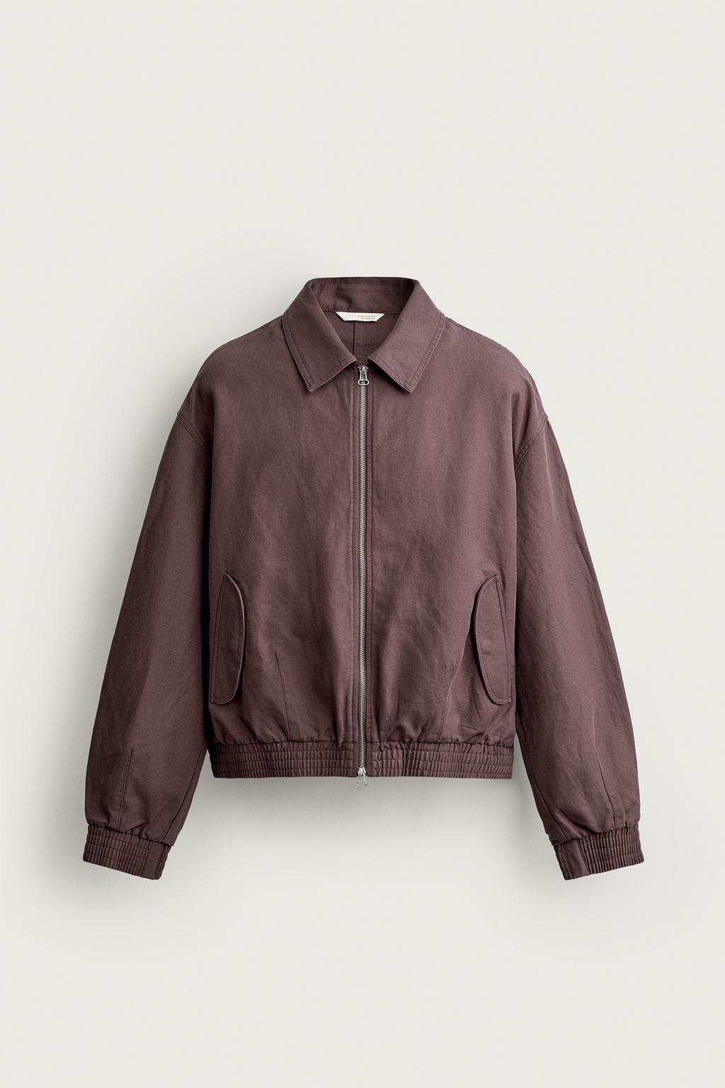 COTTON-LINEN CROPPED FIT JACKET