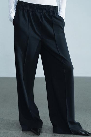 ZW COLLECTION WOOL-BLEND FLOWY PANTS — Navy blue 1