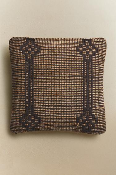 Zara JUTE THROW PILLOW COVER - Brown