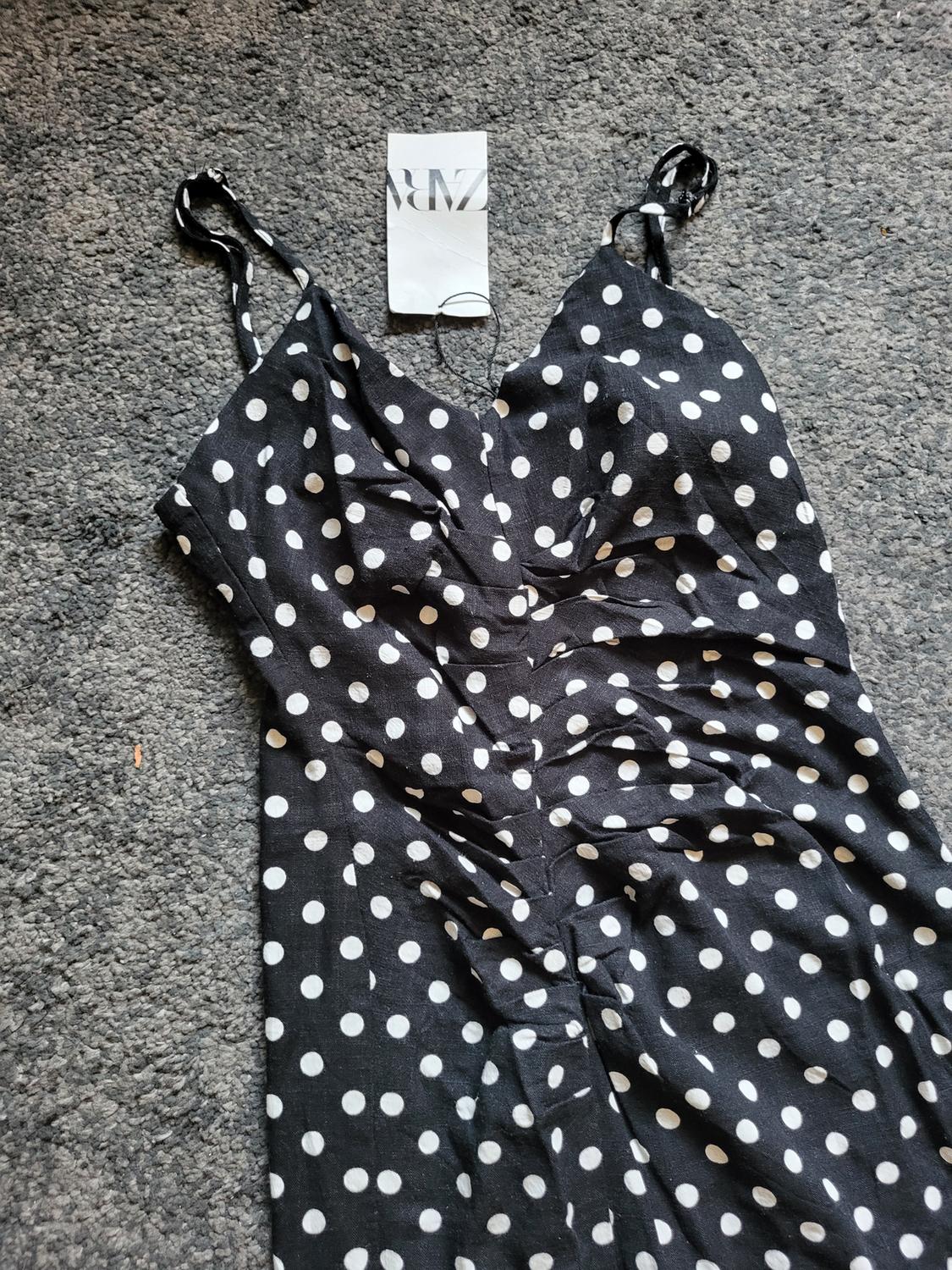 LINEN BLEND POLKA DOT DRESS - Image 4