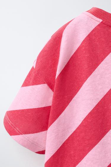 T-SHIRT À RAYURES - Rouge de Zara - Image 3