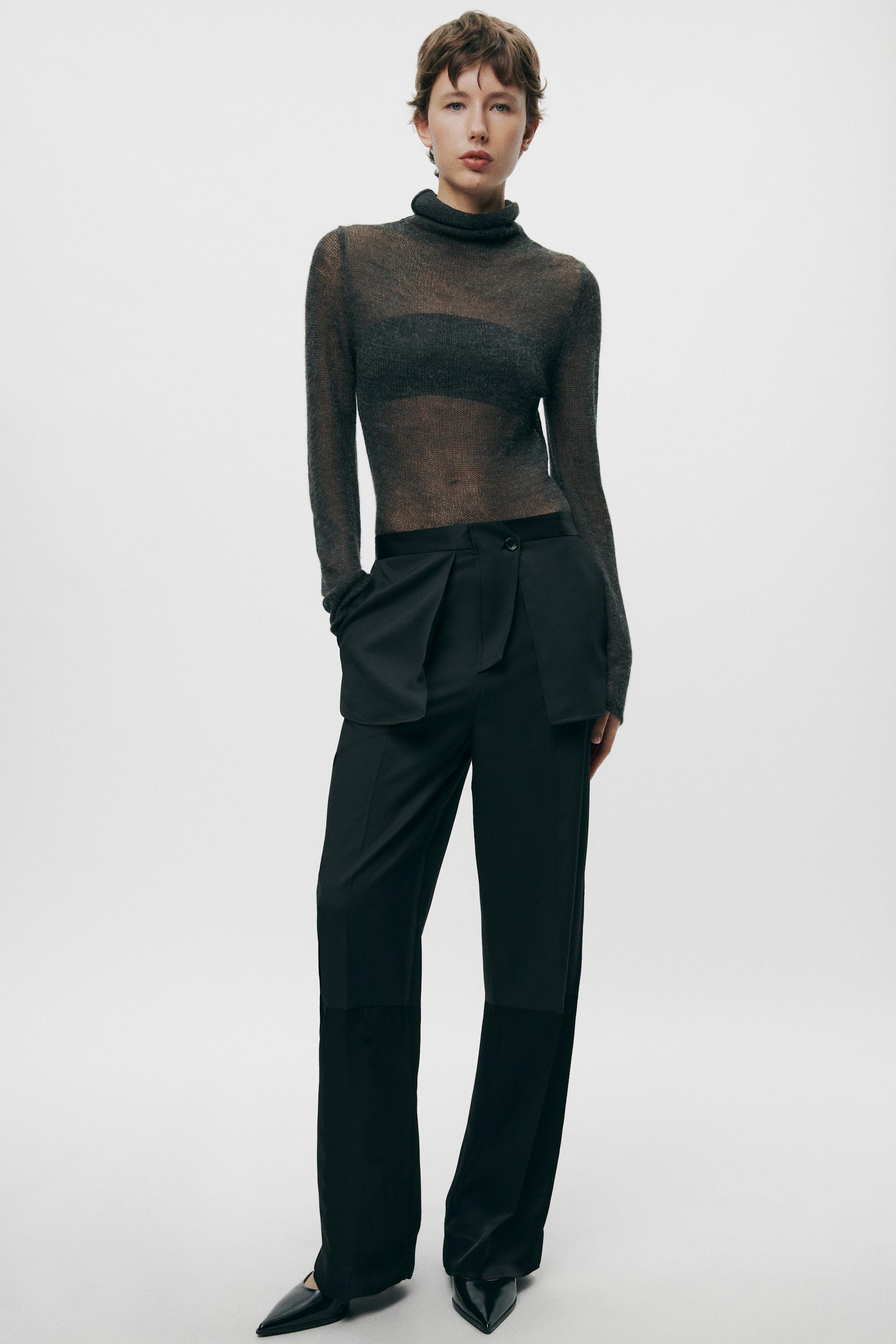 ZW COLLECTION CONTRAST TROUSERS - Black