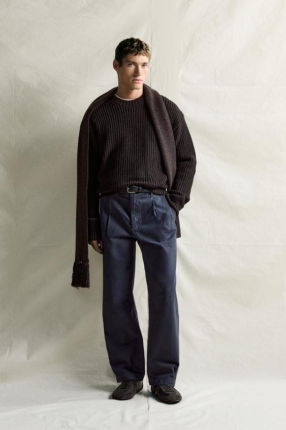 COTTON-WOOL BRIOCHE STITCH JUMPER - Dark brown by Zara - Image 0
