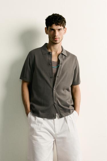 RELAXED FIT KNIT SHIRT - Grey green by Zara
