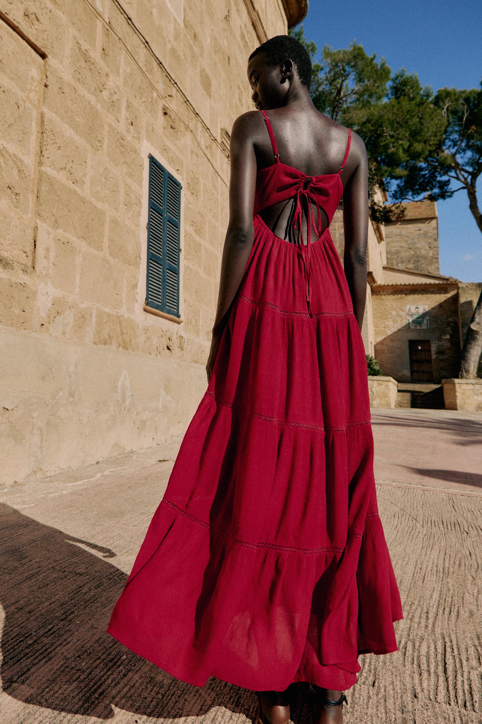 strapless open back dress Multi-Tie Red Evening Dress main image 0