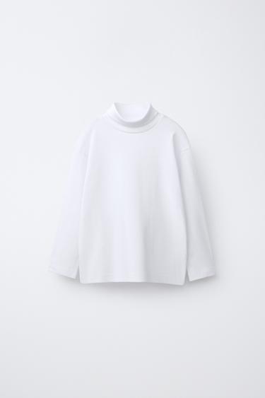 CAMISETA CUELLO VUELTO LISA - Blanco de Zara - Imagen 0