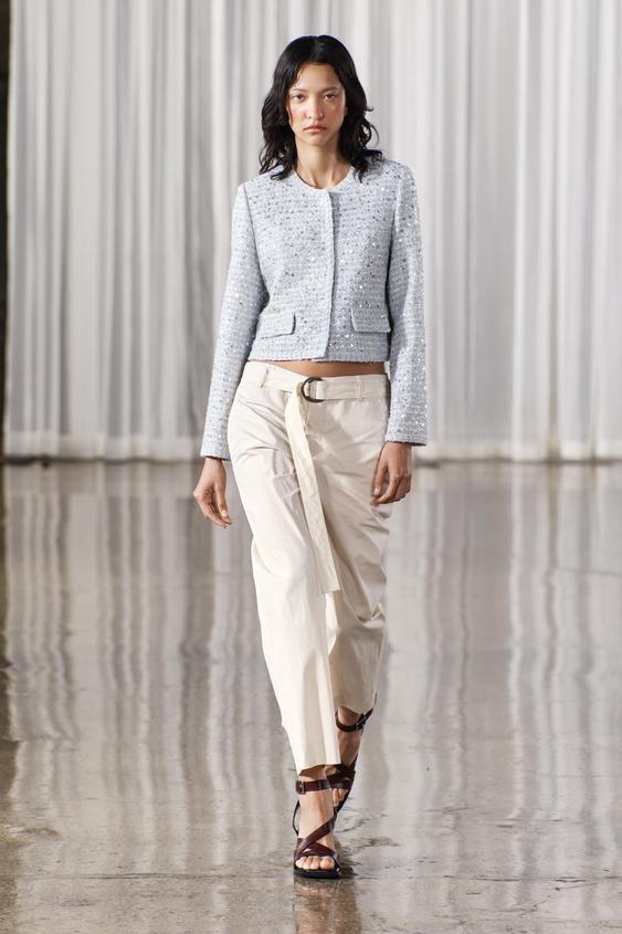 ZW COLLECTION SHORT SEQUIN JACKET Blue/White ZARA South Africa