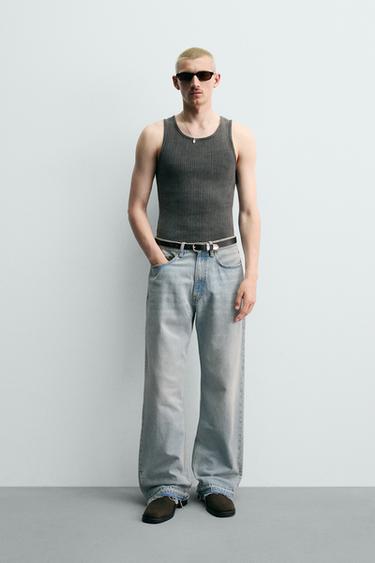 МАЙКА В РУБЧИК ИЗ ТРИКОТАЖА — ЧЕРНЫЙ от Zara