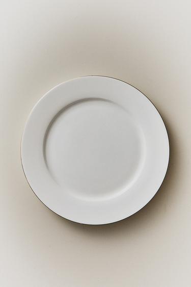 RIMMED BONE CHINA DINNER PLATE - Gold by Zara - Image 5