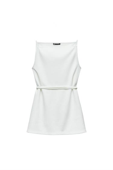 LONG SOFT PIQUÉ TOP WITH BELT