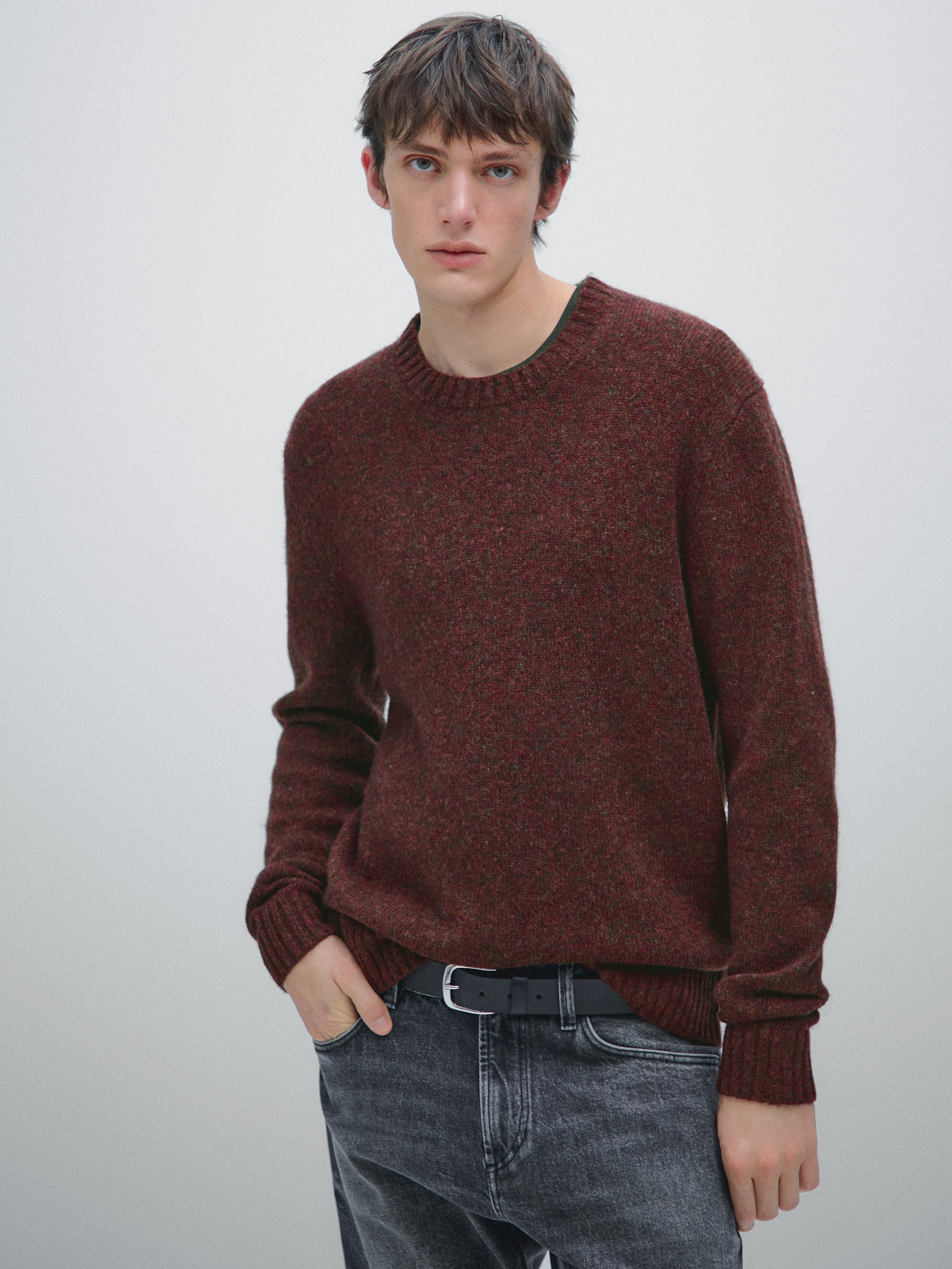 Wool blend sweater with crew neck