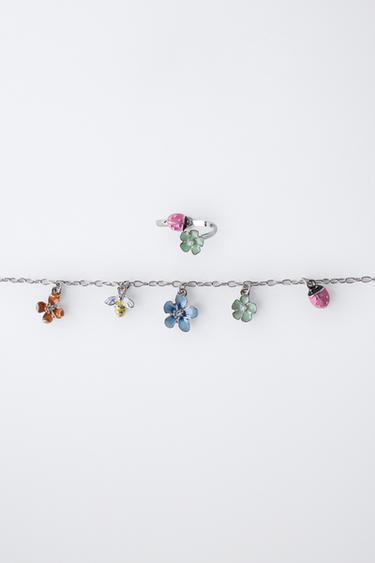 PACK OF SHAPED NECKLACE AND RING - Silver by Zara - Image 3