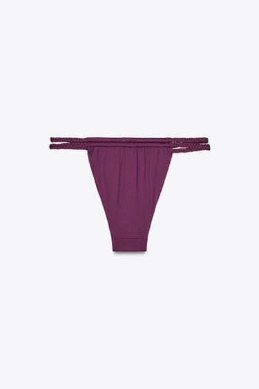 BRAIDED CURTAIN BIKINI BOTTOMS - Plum by Zara - Image 2
