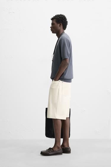 T-SHIRT POINT STRUCTURÉ - Gris / Bleu de Zara - Image 3