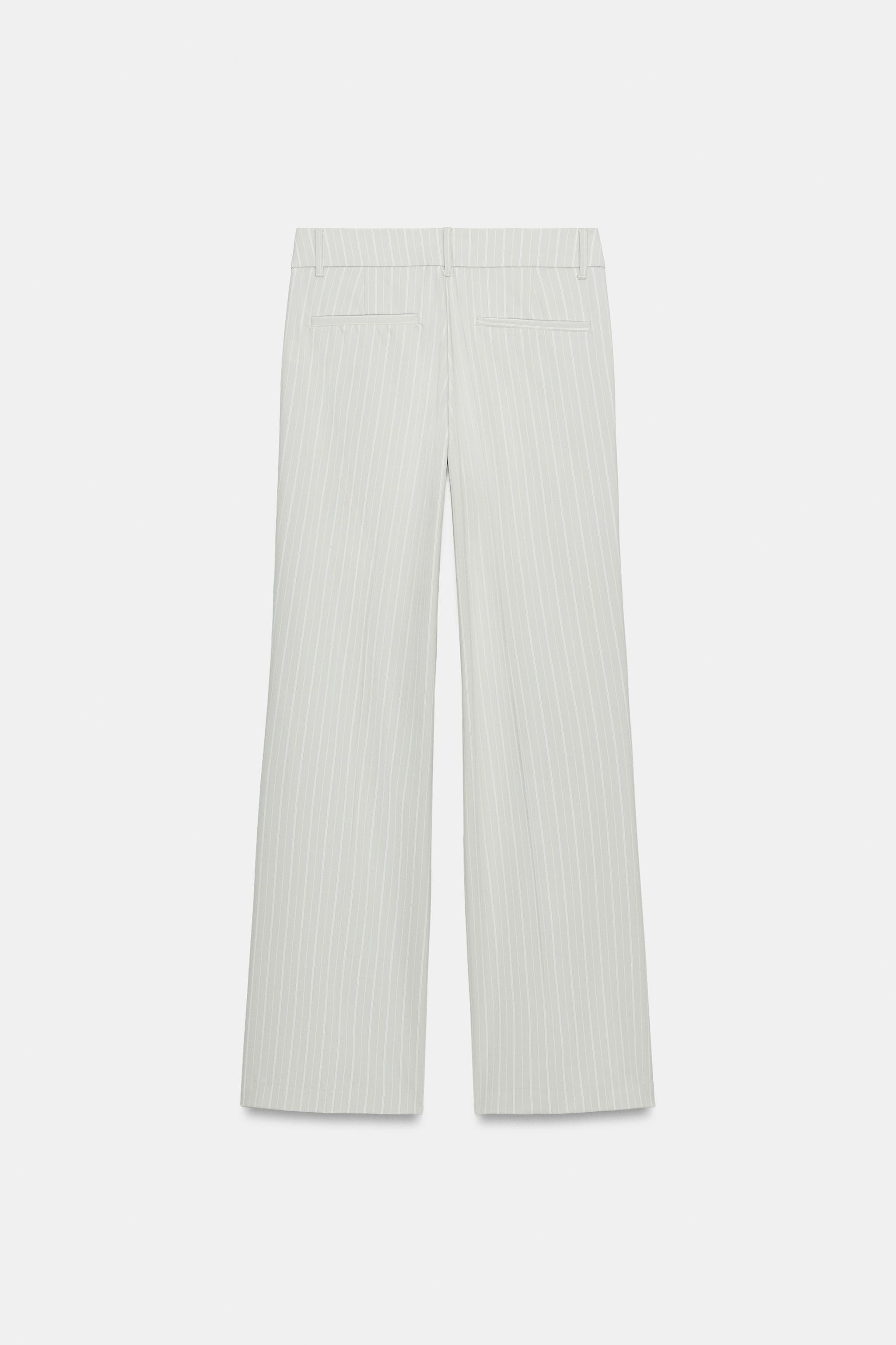 LOW-RISE STRIPED STRAIGHT LEG PANTS