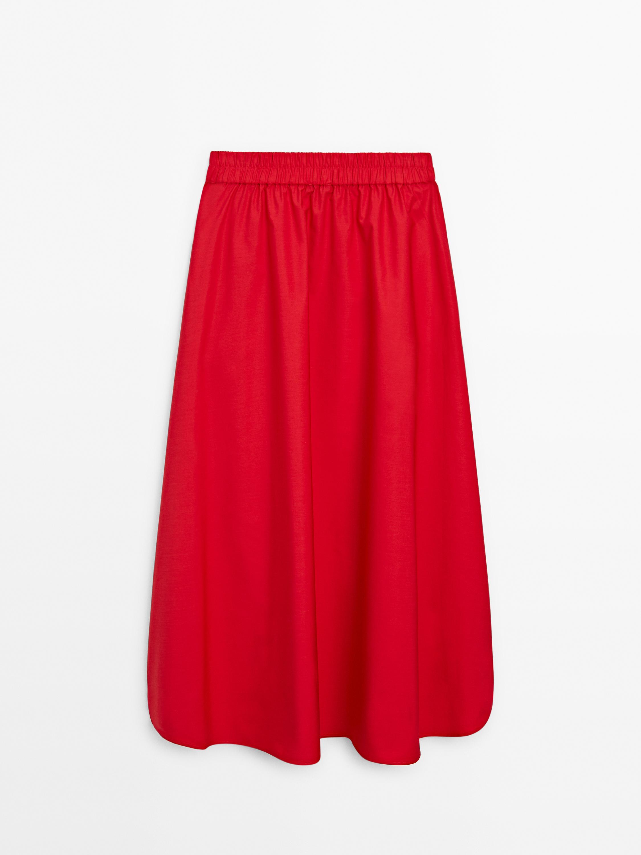 Maxi skirt with elasticated waistband - Red | ZARA United States