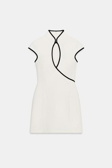 MINI DRESS WITH CONTRAST PIPING - Oyster-white by Zara - Image 5
