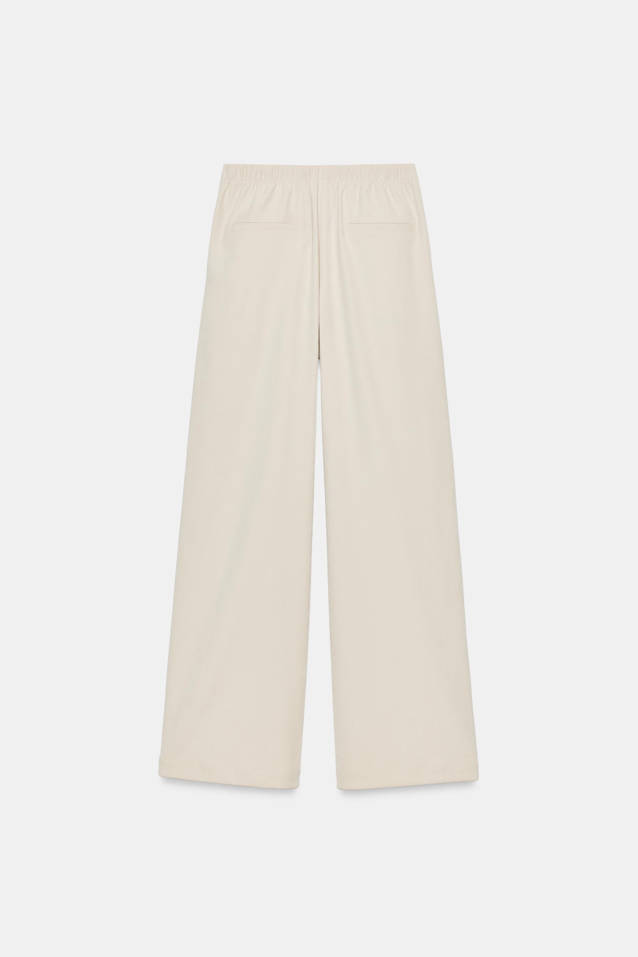 ELASTIC WAIST WIDE LEG TROUSERS