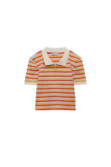 STRIPED T-SHIRT WITH ZIP