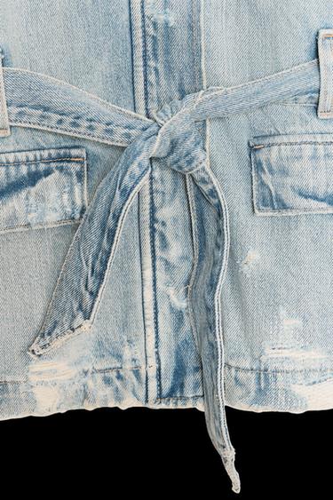 TRF-JEANSJACKE MIT GÜRTEL - Hellblau von Zara