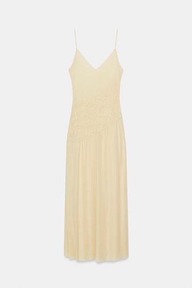 MIDI DRESS WITH GATHERED DETAIL - Yellow by Zara