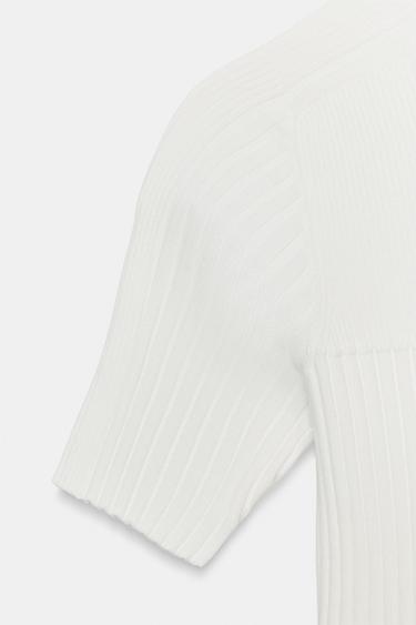 RIBBED KNIT CROP TOP - White by Zara - Image 5