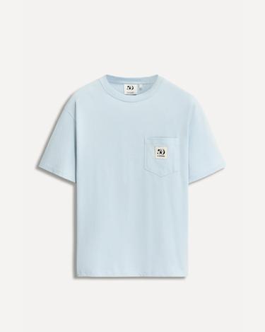 Zara 50TH ANNIVERSARY POCKET PATCH T-SHIRT - Light blue