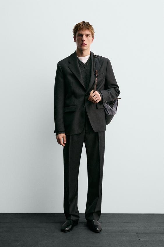 100% WOOL TWILL SUIT BLAZER AARON LEVINE X ZARA