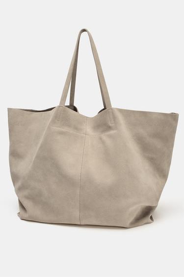 SAC MAXI SHOPPER EN CROÛTE DE CUIR - SABLE/MARRON de Zara - Image 4