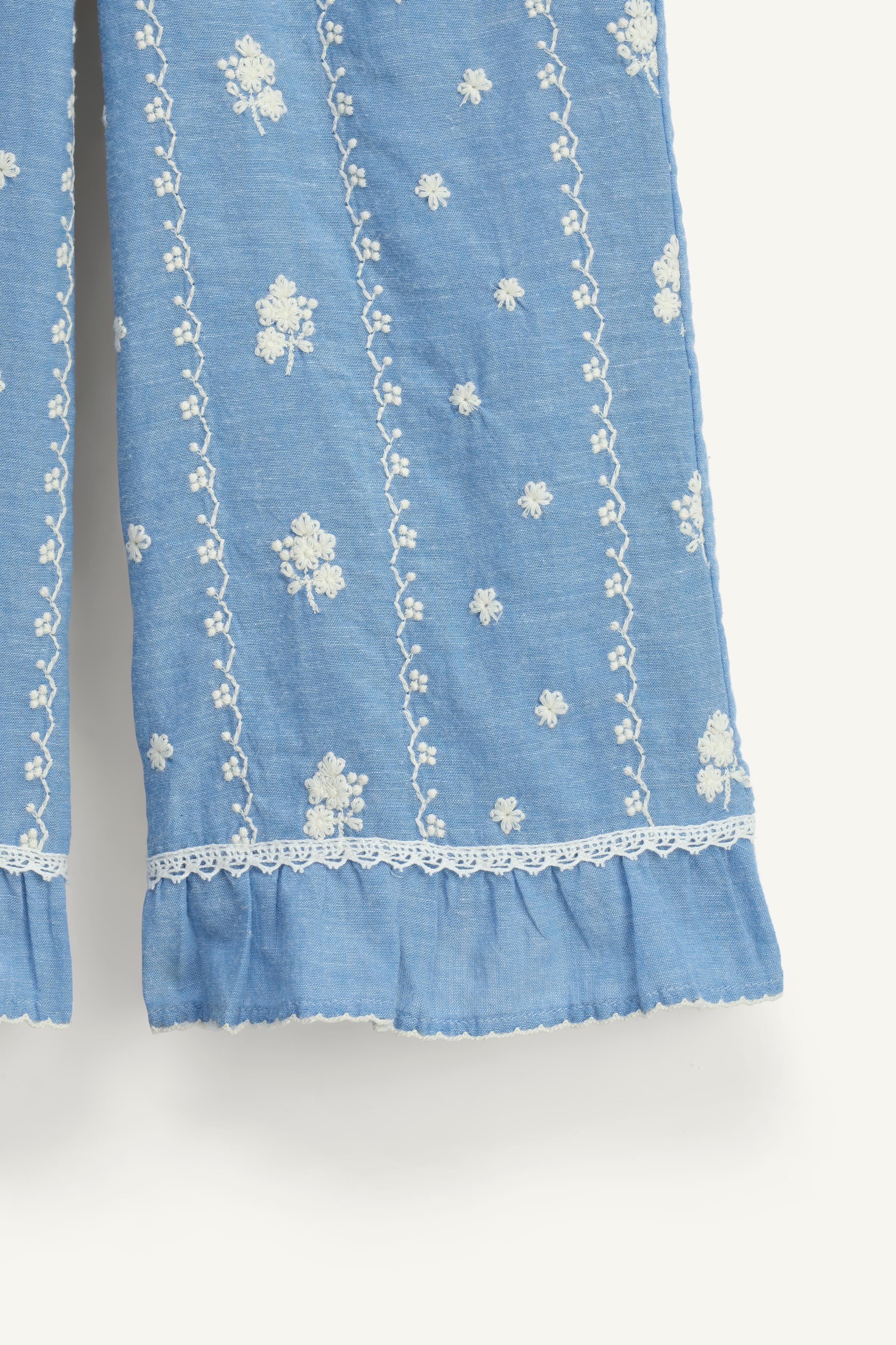 LIMITED EDITION 刺繍パンツ - ライトブルー | ZARA Japan / 日本