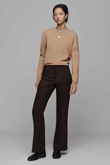 Zara LOW-RISE FLARE PANTS - Brown