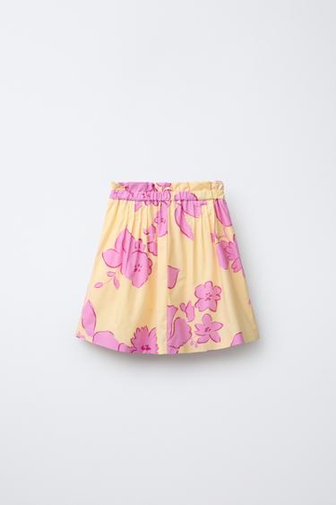JUPE MI-LONGUE FLEURS - Jaune pastel de Zara - Image 1