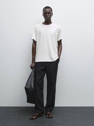 T-shirt léger 100 % coton - Blanc cassé de Zara - Image 0