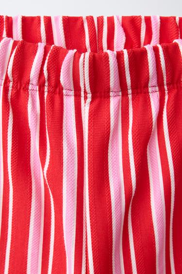 PANTALON STRUCTURÉ À RAYURES ET LACETS - Rouge vif de Zara - Image 3