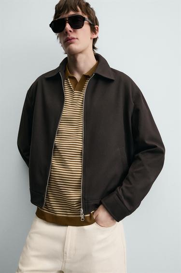 REGULAR FIT ZIPPED OVERSHIRT - Brown by Zara