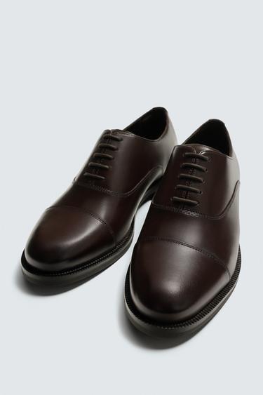 LEATHER DERBY SHOES - Brown by Zara - Image 4