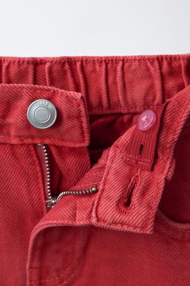 SHORT EN JEAN DÉCHIRÉ - Rouge de Zara - Image 2