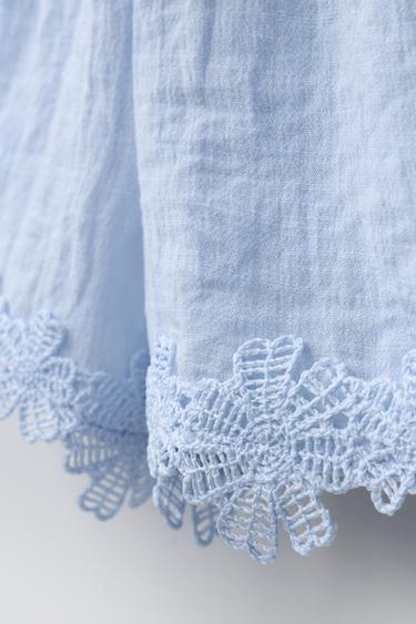 COMBINAISON-SHORT HALTER BRODÉE - Bleu de Zara - Image 3