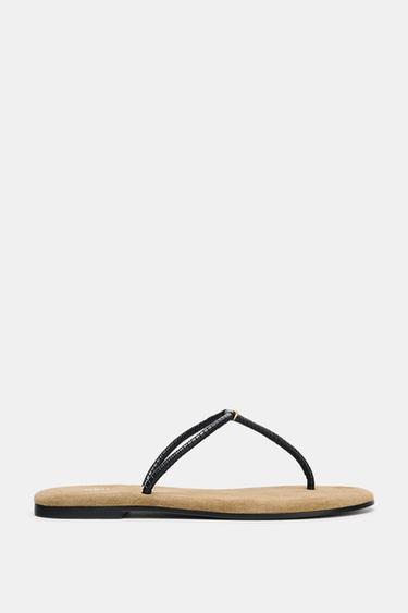 STRAPPY FLAT SANDALS - Black by Zara