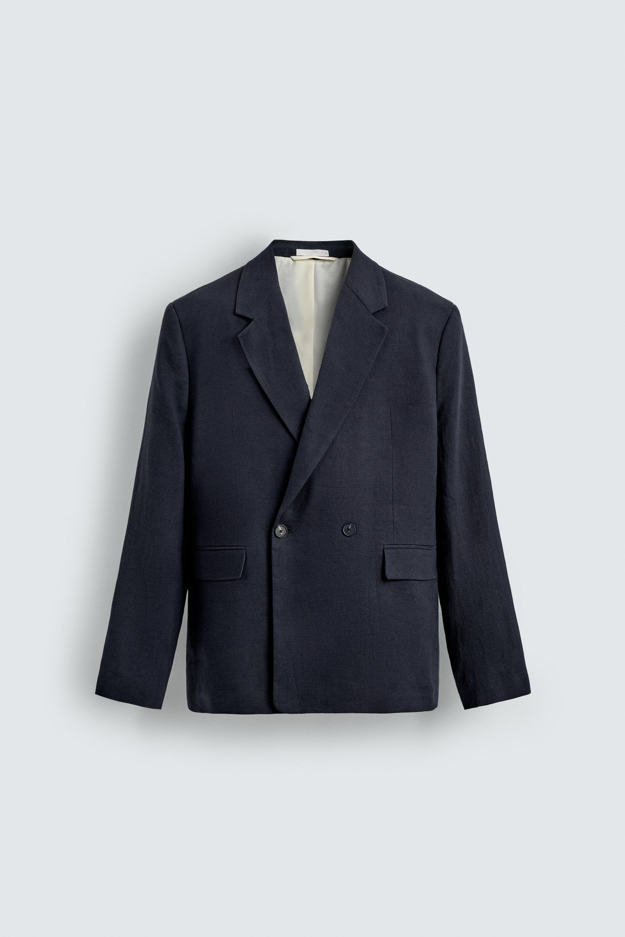DOUBLE BREASTED LINEN - COTTON SUIT JACKET