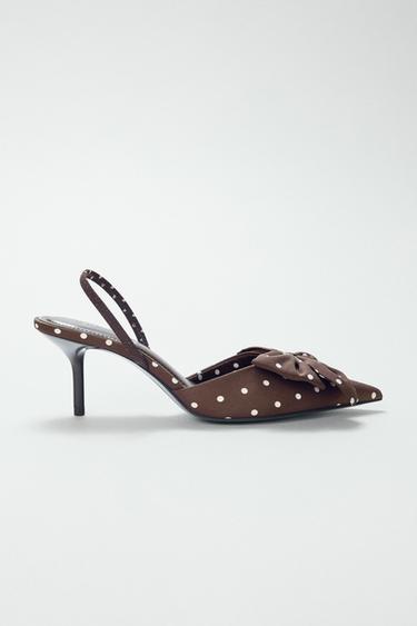 Zara POLKA DOT PRINT HEELED SHOES WITH BOW - Multi-color