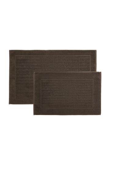 VELOUR BATH MAT WITH STRIPED TEXTURE - Dark mink by Zara