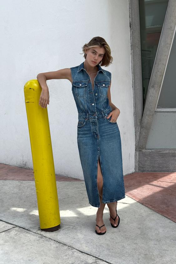Zara Jeans Vestido Tejano Zara Moda Vestido Camisero Denim Zara El