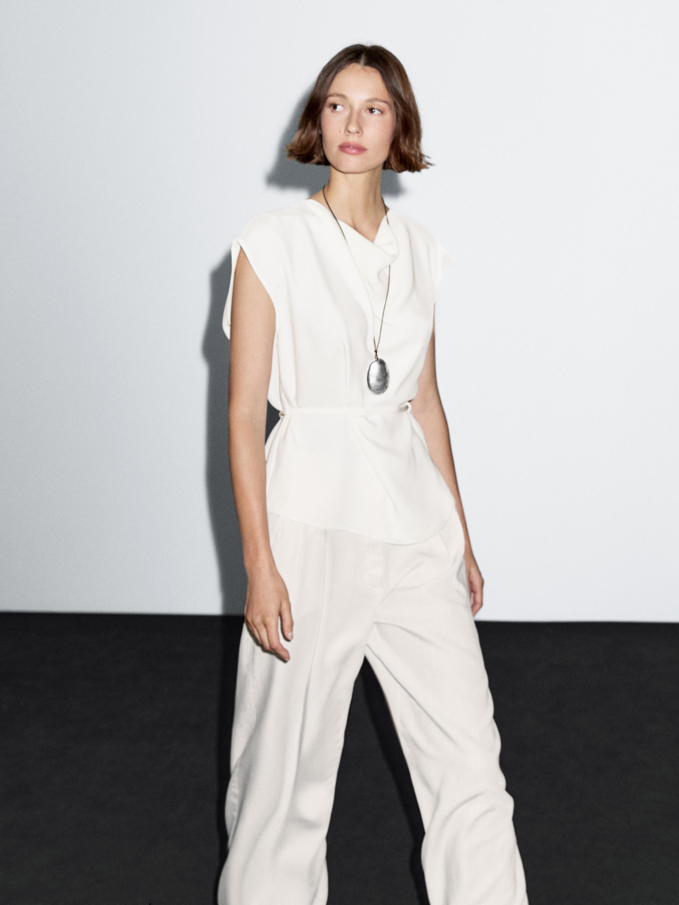 Pantalon wide leg à double pince