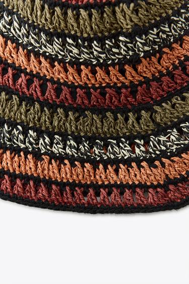CONTRAST MIXED BRAIDED BUCKET HAT - Burnt orange by Zara - Image 3