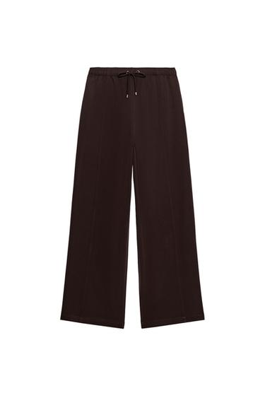 PANTALÓN ANCHO CINTURA ELÁSTICA - Marrón de Zara