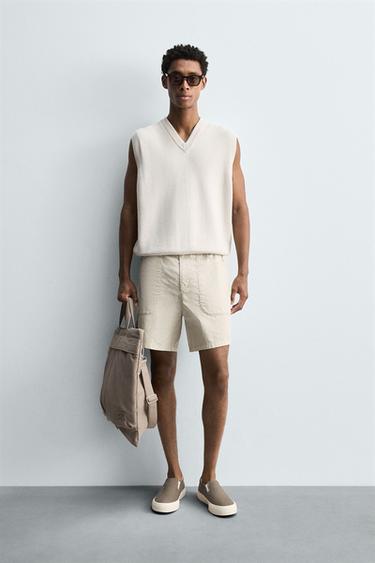 Zara COTTON KNIT VEST - Stone - Image 0